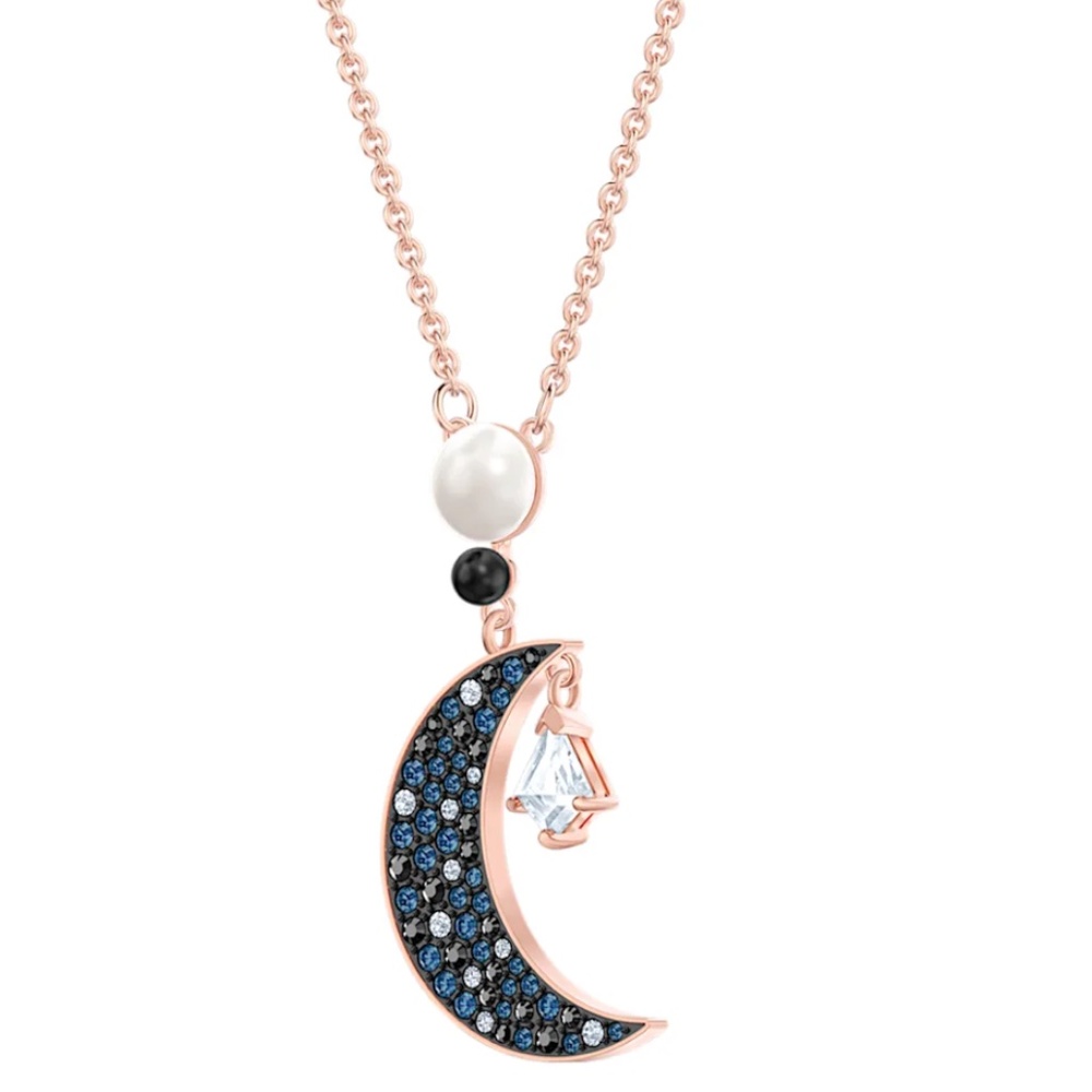 New SWAROVSKI 5489534 Rose Gold Crystal Symbolic Moon Pendant Necklace - Picture 8 of 8